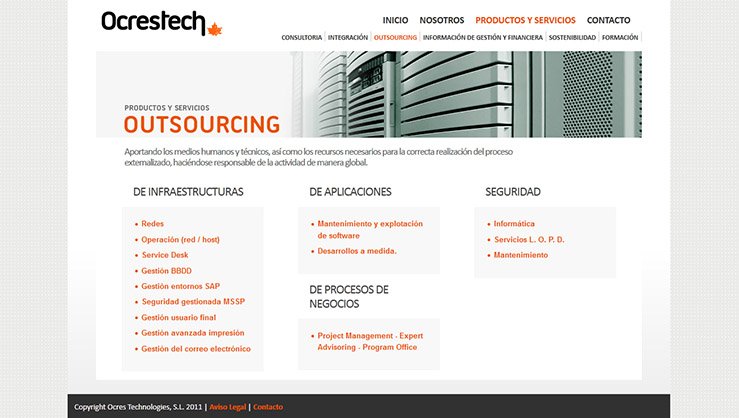 Diseño de web corporativa para Ocrestech