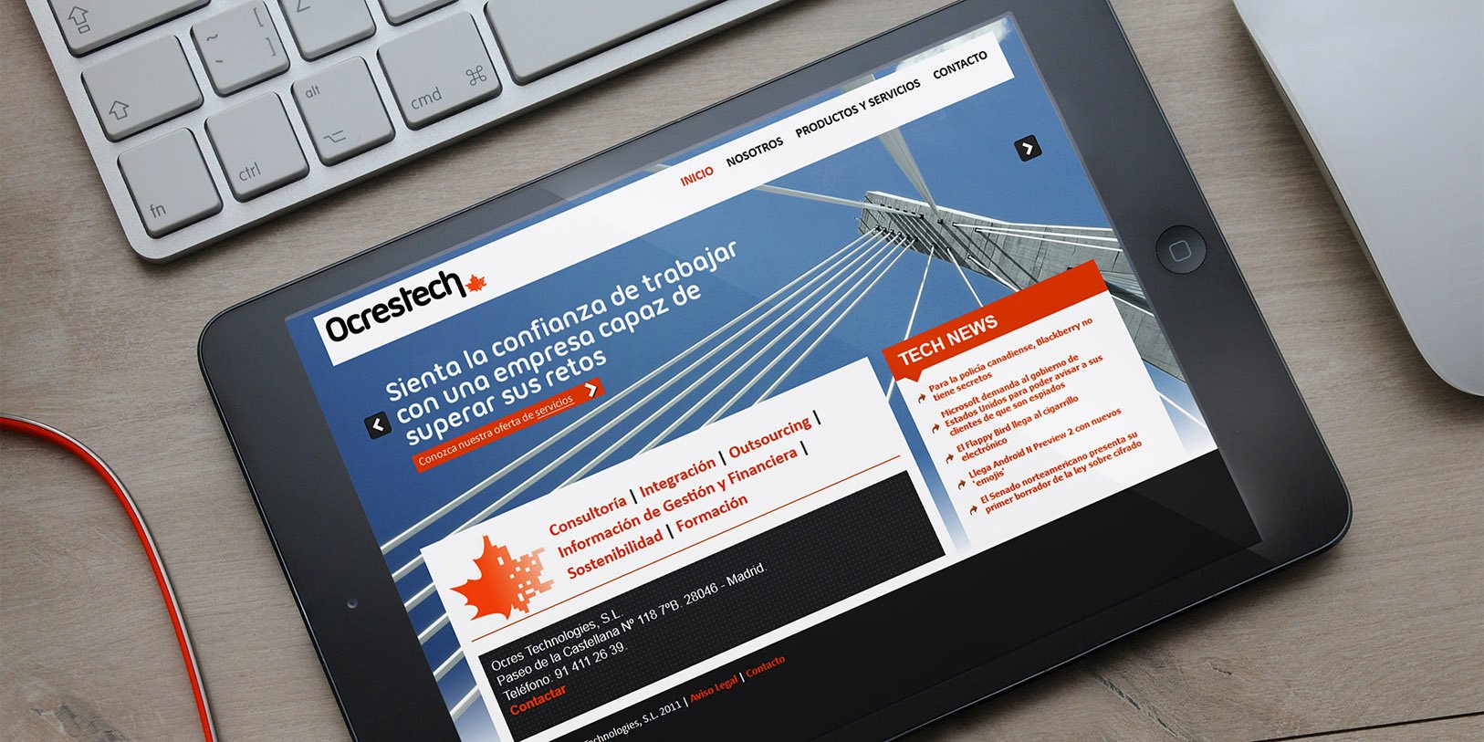 Diseño de web corporativa para Ocrestech