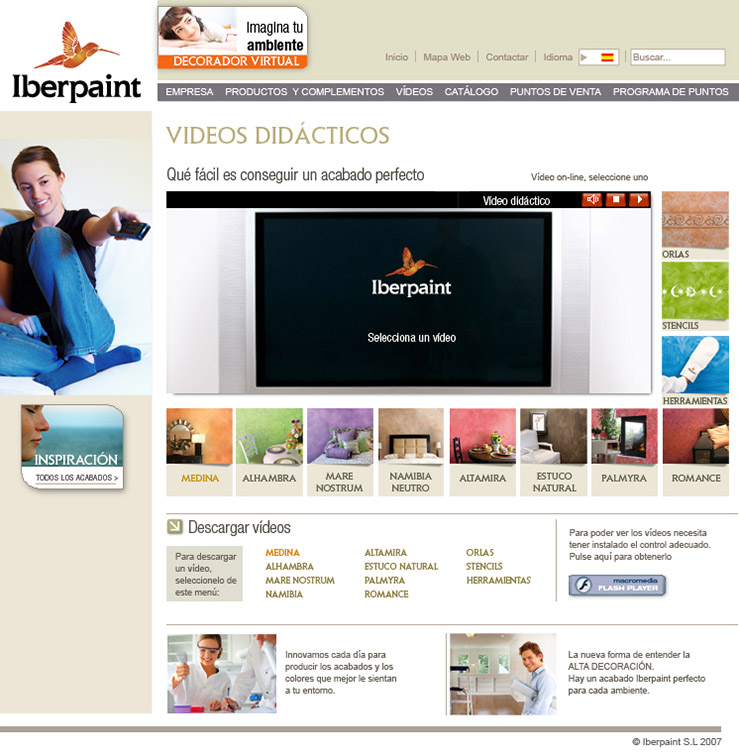 Diseño web Iberpaint - pagina videos