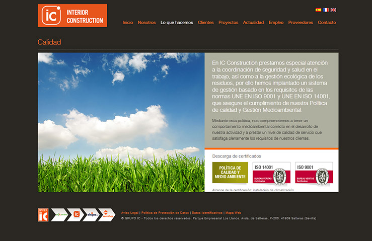 Diseño web para IC Construction