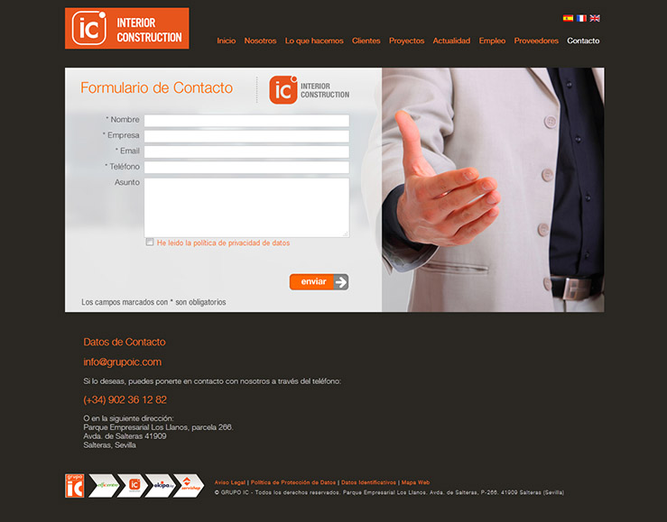 Diseño web para IC Construction